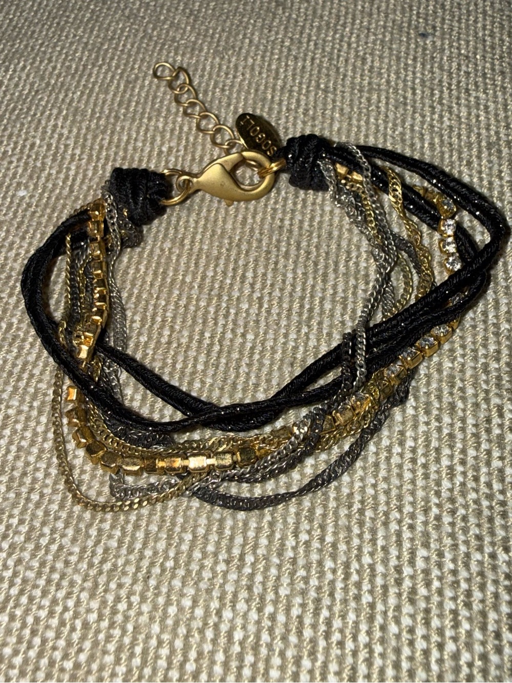 Sogoli Multi-Strand Black and Gold Layered Bracelet